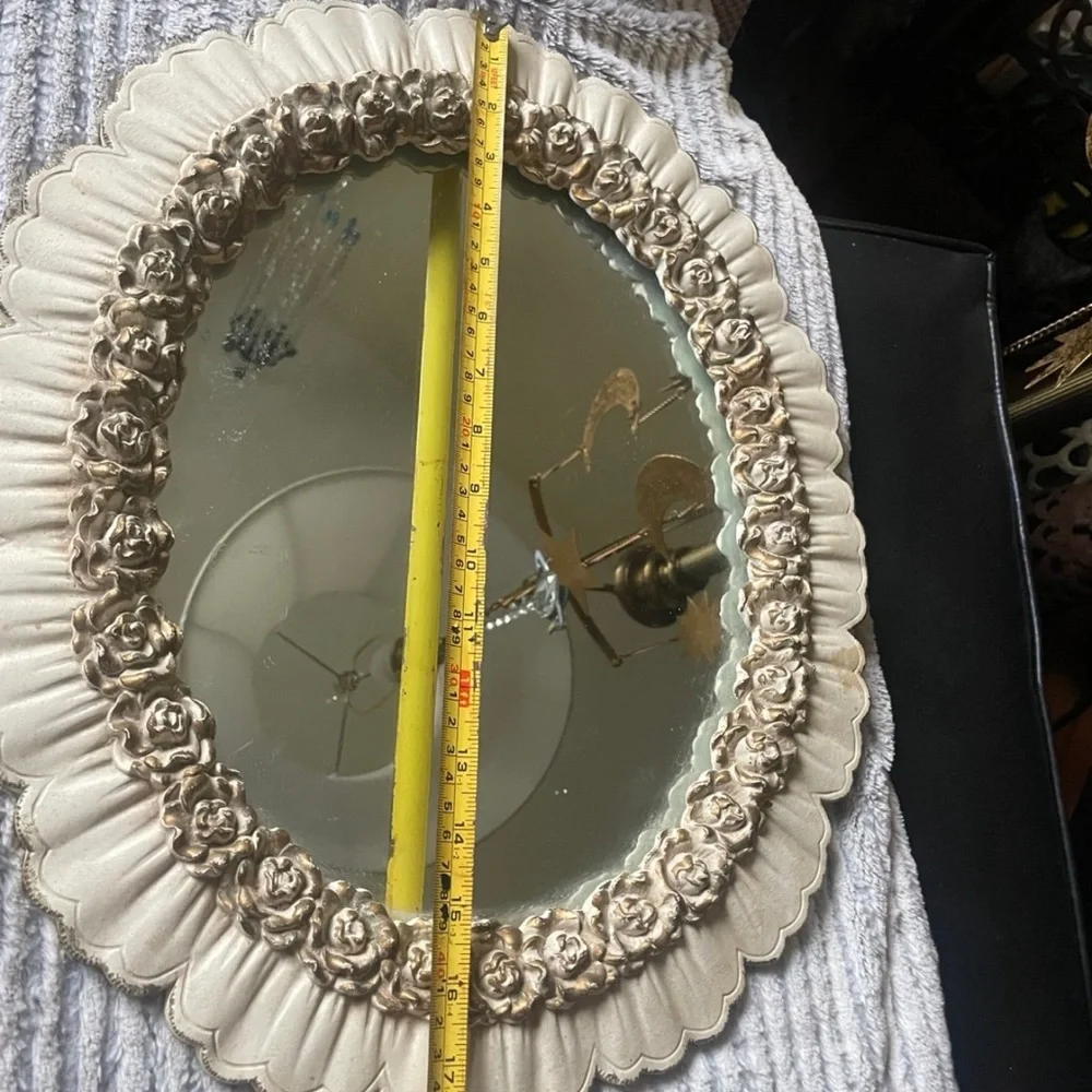 Vintage Syroco Mirror Rose detail